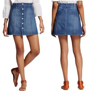 VTG Mossimo Y2K Denim Skirt Size 18 Plus Blue Mini Button-Front A-Line